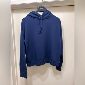 Quince Womens Sweater Supersoft Fleece Pullover Hoodie Size XS Navy Blue Cozy